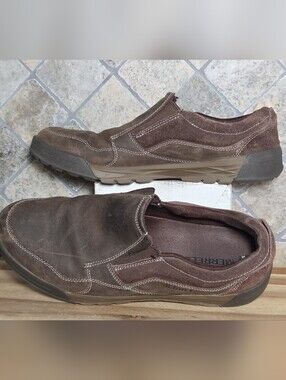 Merrell Berner Moc Brown Leather & Suede Slip-On Casual Loafers Size 10.5 M